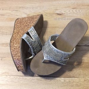 Maurices wedges silver sparkles. Size 7 women's